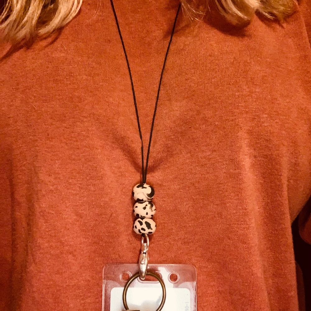 Leopard Bead Teacher Lanyard